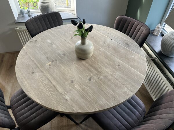 Steigerhouten Eettafel Rond.