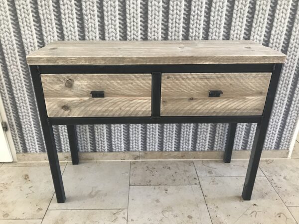 Steigerhouten Sidetable "Flevoland" industrieel.