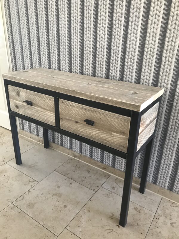 Steigerhouten Sidetable "Flevoland" industrieel.